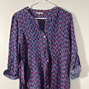 Jane and Delancey Blue and Red Floral Blouse